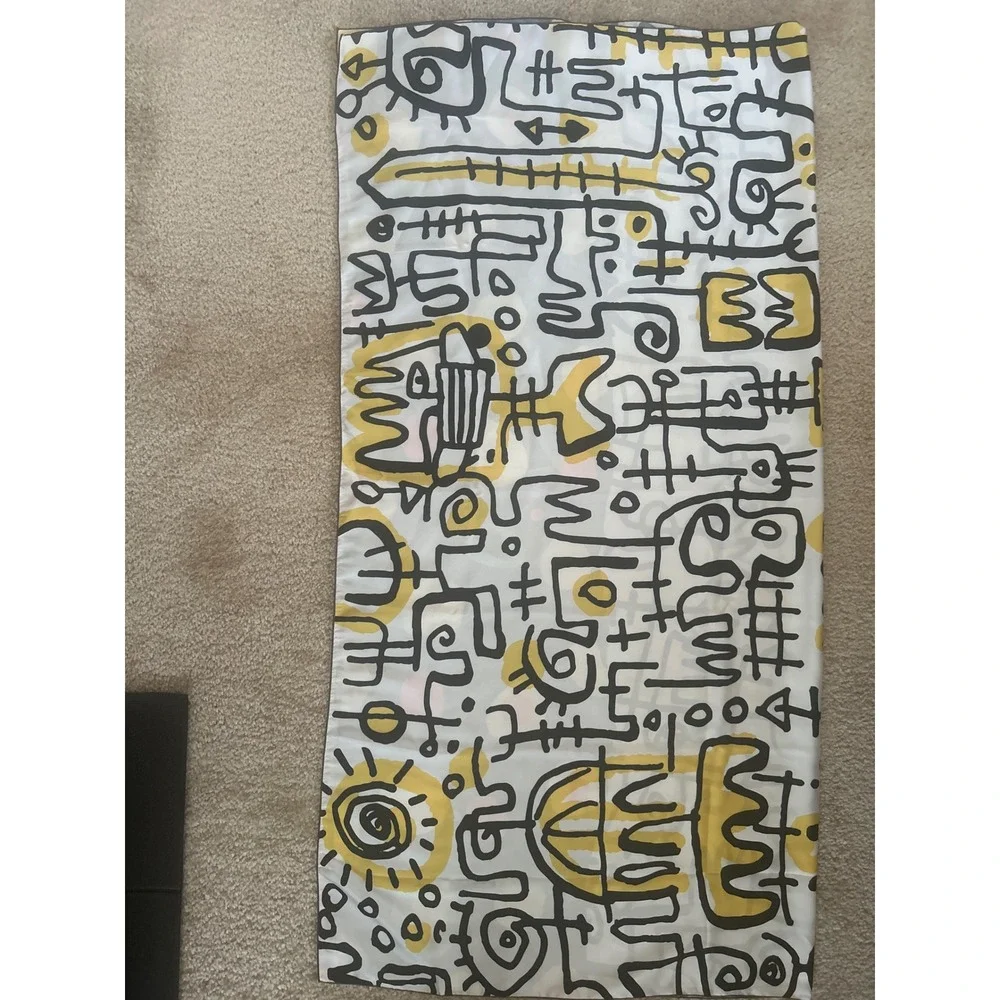 RARE Victor Ekpuk Limited Edition 1/100 Silk Scarf – Nsibidi Abstract Art 50x50